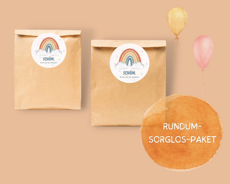 Rainbow invitationskort og yndlingsposer sæt til regnbuebørns fødselsdagsfest