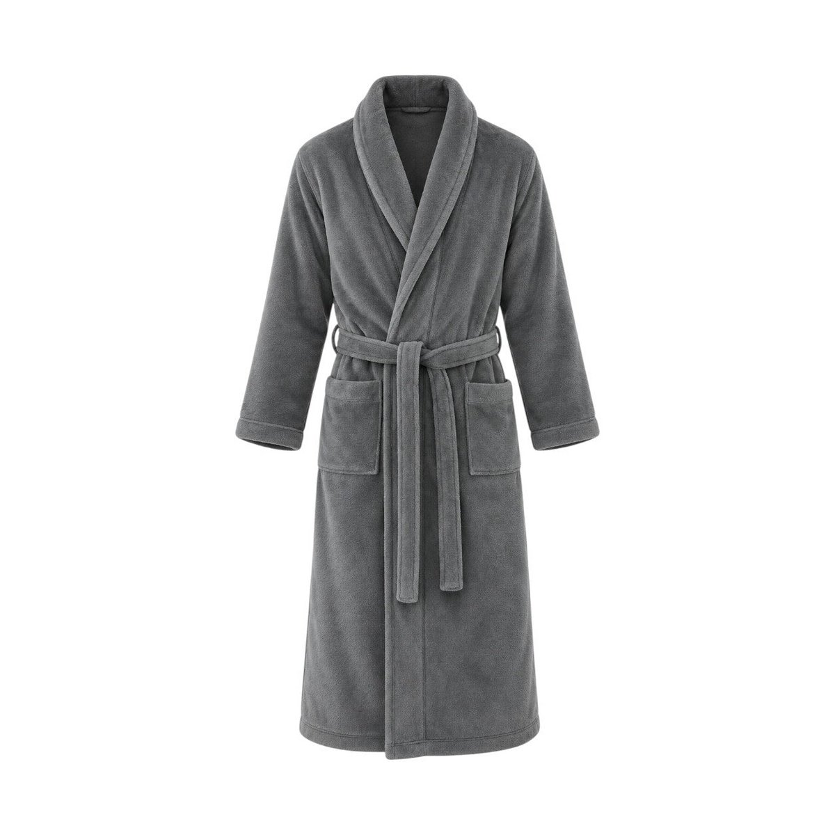 Premium bathrobe of Eden »soft coral fleece 350 g/m²» Long sauna coat with attached bags »Morning mantle 116 cm long» Unisex in gray