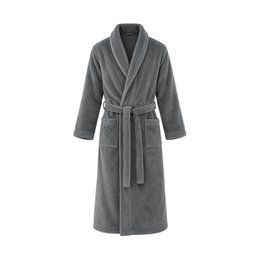 Premium bathrobe of Eden »soft coral fleece 350 g/m²» Long sauna coat with attached bags »Morning mantle 116 cm long» Unisex in gray