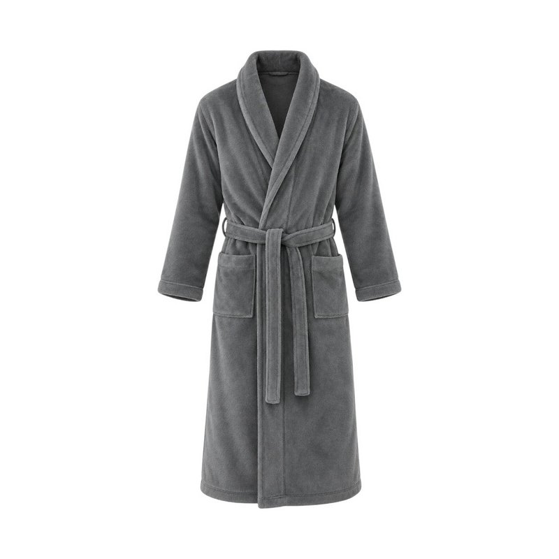 Premium bathrobe of Eden »soft coral fleece 350 g/m²» Long sauna coat with attached bags »Morning mantle 116 cm long» Unisex in gray
