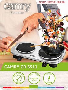 Camry Stove 2-pits zwart en zilver, meerkleurig, één maat