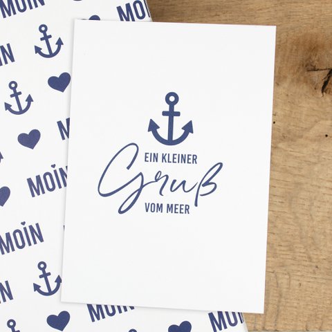Maritime postcard "A little greeting from the sea" from recycling paper