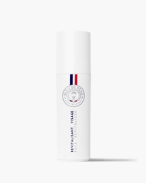 Organic face conditioner, 30ml, men's skincare product. White bottle with French flag logo. Contains natural ingredients like lemon and coffee beans.
