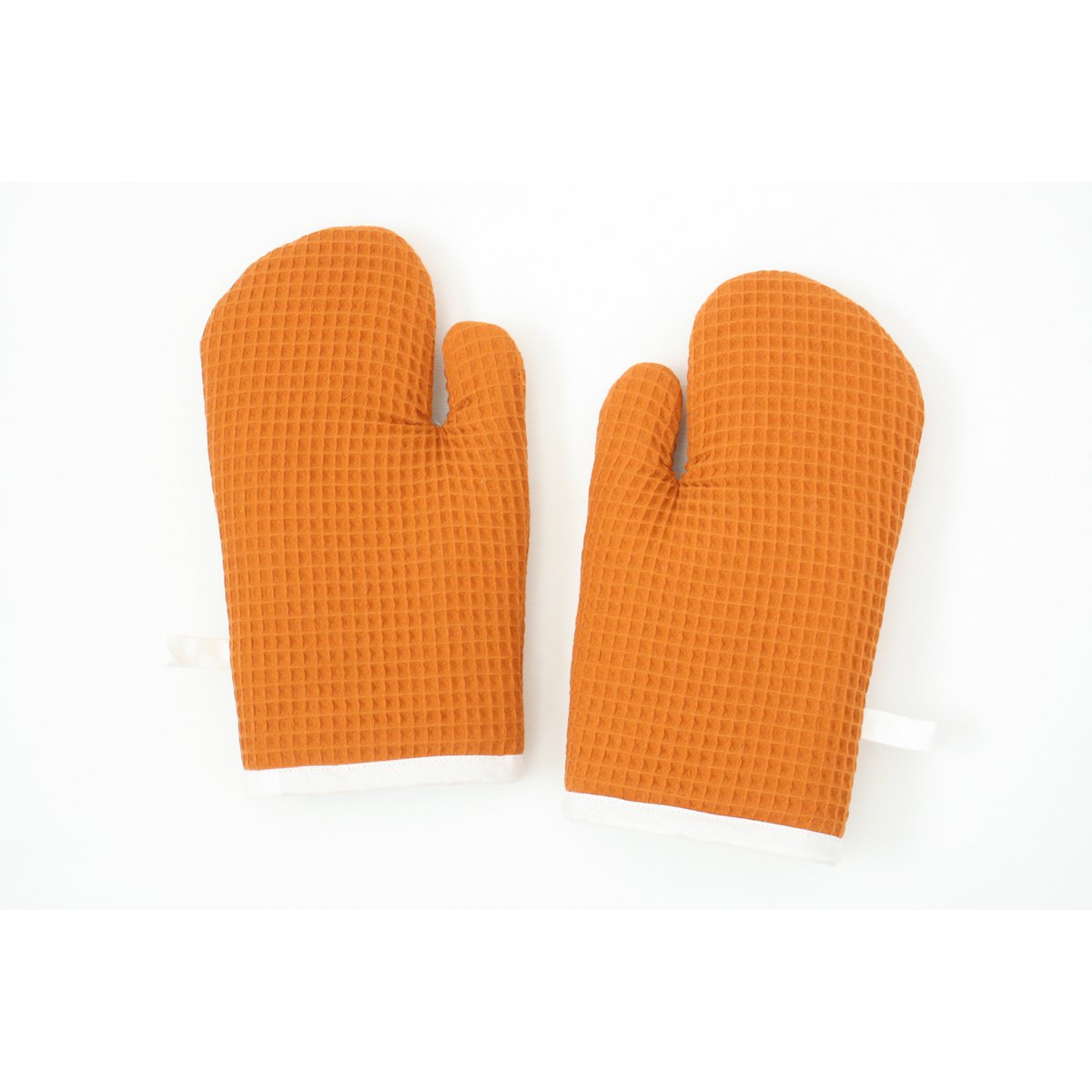 Waffle cloth oven mitts orange