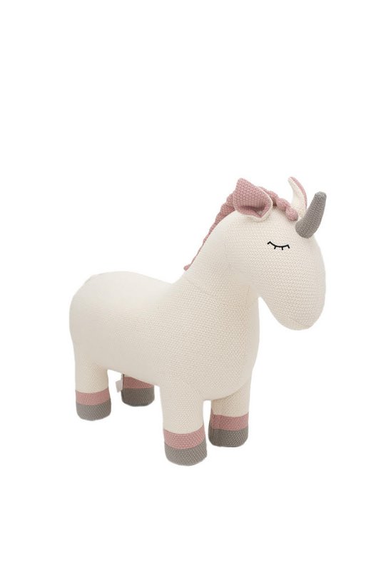 Weißes Maxi-Einhorn-Plüschtier aus 100 % Baumwolle, 110 x 33 x 83 cm