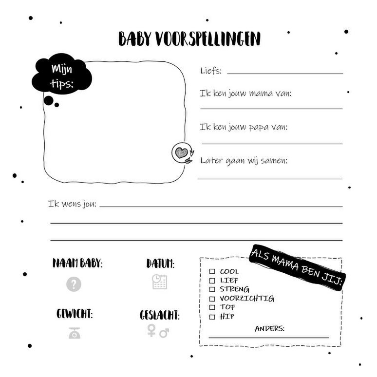 Ausfüllbuch SilliBeads - Das Babyshower Ausfüllbuch - Hardcover Wire-o (BLACK/WHITE RANGE)