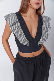 Boho con rubor negro de lino negro