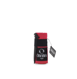 A red and black beach towel with the "OBABA" logo. The towel appears to be made of a soft, absorbent material and is suitable for use at the beach or pool.
