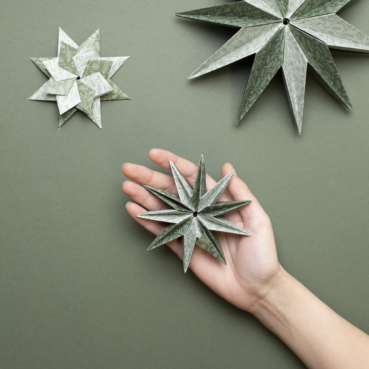 Juleorigamipapir - grangrene grøn og mint - 25 ark dobbeltsidet genbrugspapir