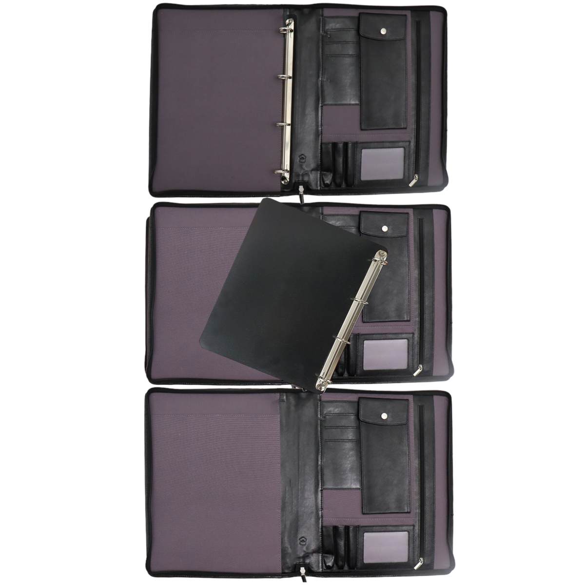 Safekeepers Leather Writing Case Left Handed - Conference Folder - Workbook Tablet Cover & Laptop Sleeve - Removable Ring Binder A4 black