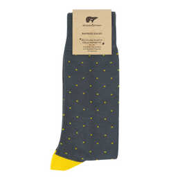 Calzini in bambù grigi con pois gialli