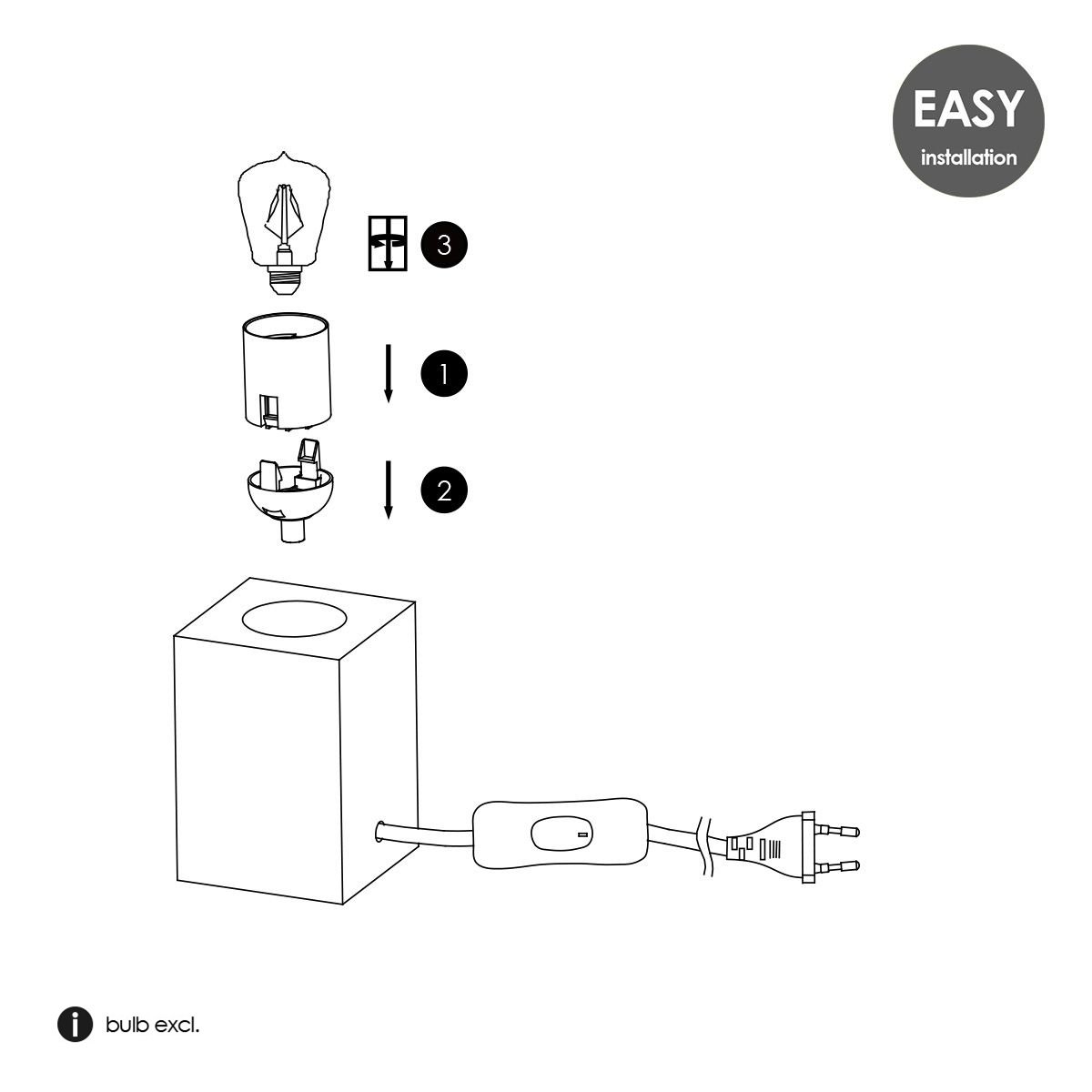 Home Sweet Home Rural table lamp Eliaz Square - 7/7/10cm