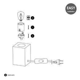 Home Sweet Home Rural table lamp Eliaz Square - 7/7/10cm