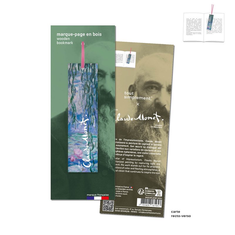 full display 72 wooden bookmarks, the works of Claude Monet