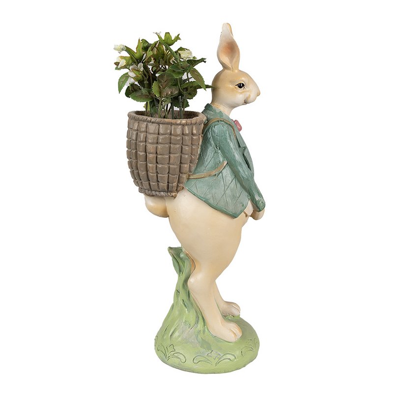 Rabbit statue 30 cm Brown Green Polyresin Easter decoration