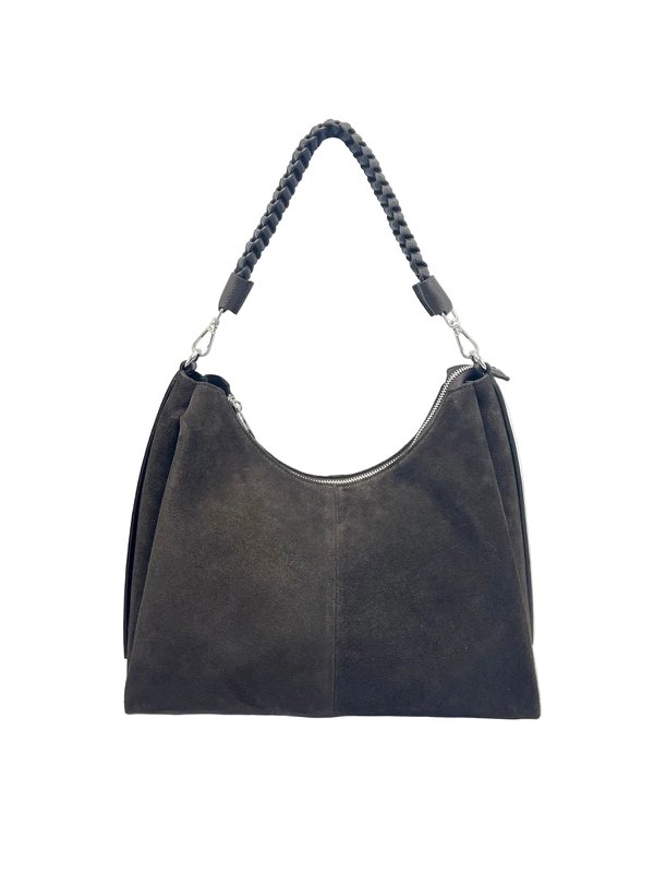 Borsa a tracolla in camoscio e vera pelle con tracolla, Made in Italy, art. 112754