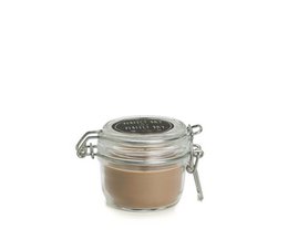 Glass jar walnut brown color small round container with metal lid and clasp closure tealight holder