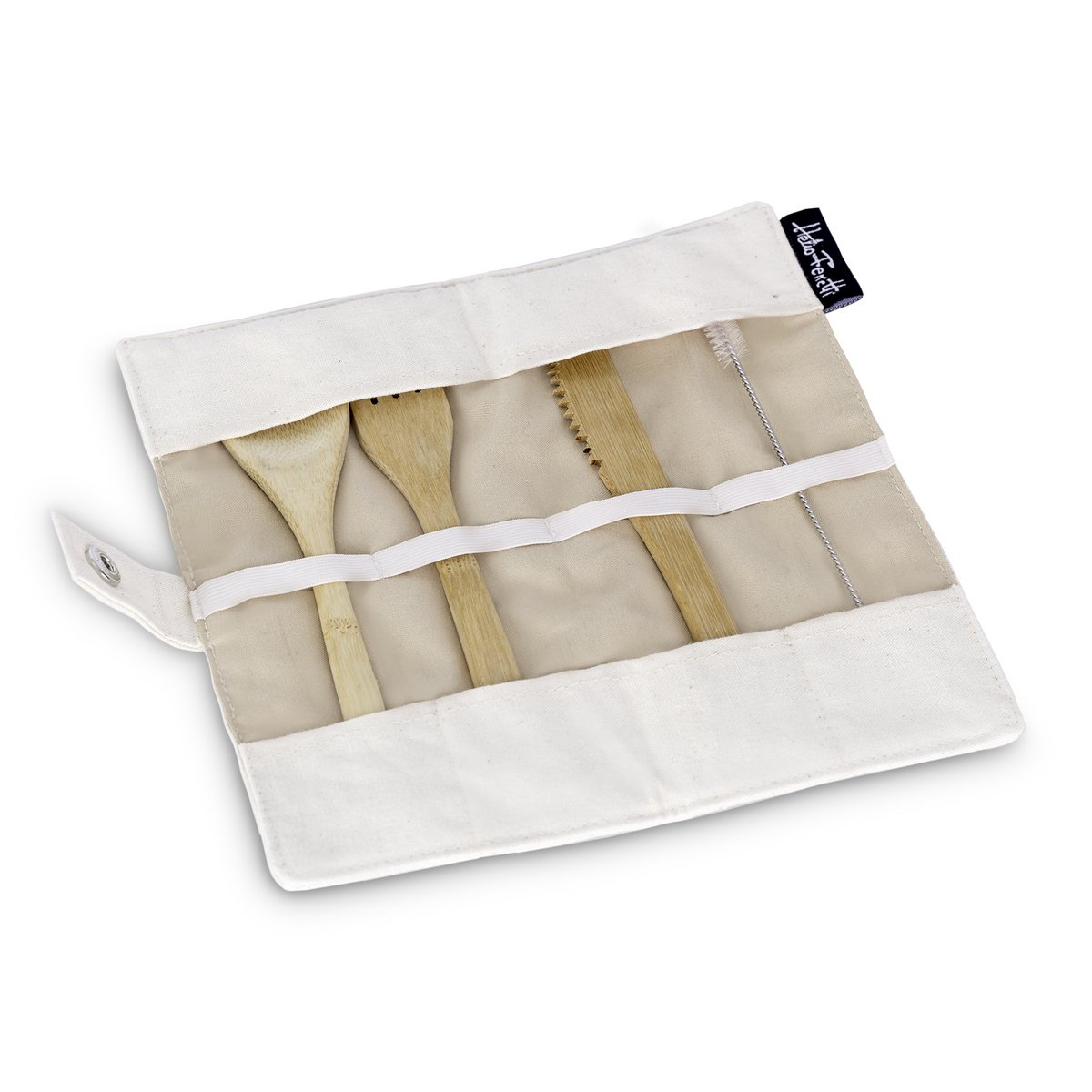 BAMBOO CUTLERY SET WITH COTTON CASE HF
