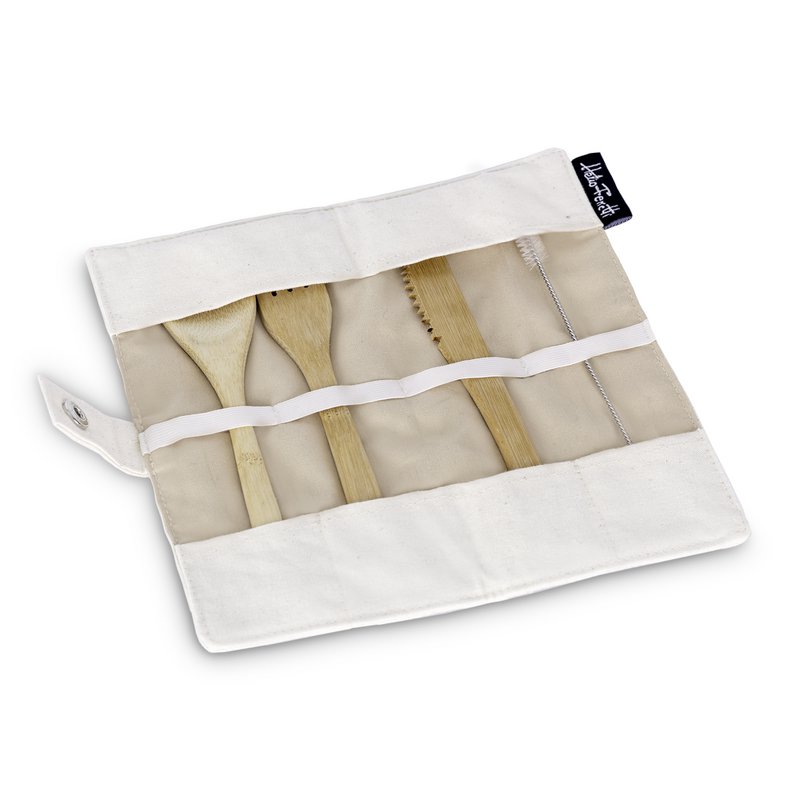 SERVIZIO POSATE IN BAMBÙ CON ASTUCCIO IN COTONE HF