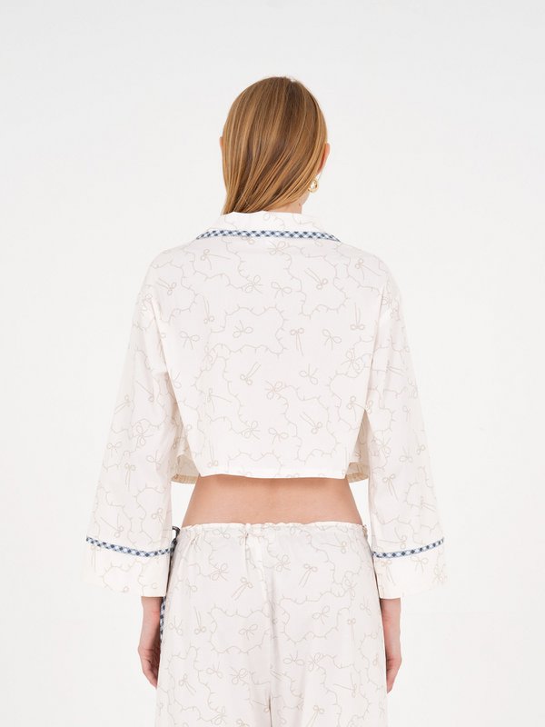 Cosmopolitan White Cropped Slow-printet skjorte