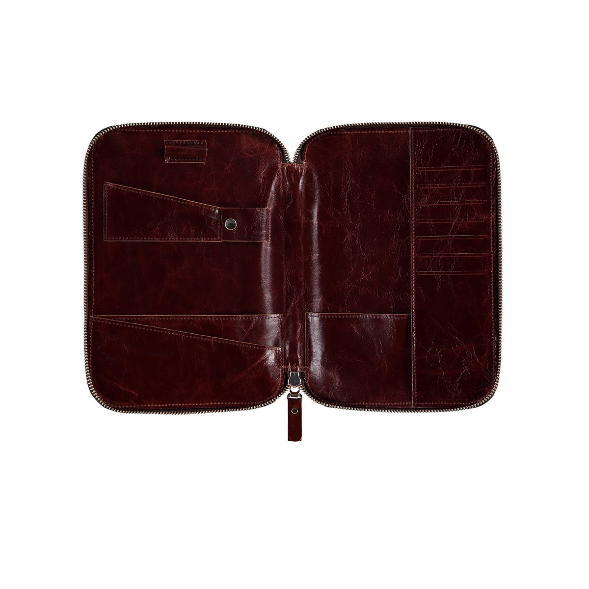Estuche de viaje de cuero Lena - rojo burdeos
