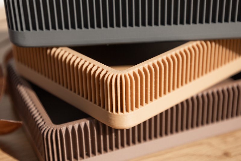 Modern Ribbed Square Organizer in Earthy Tones – Minimalist Desk, Vanity, or Home Storage Solution, Minimalist Modern Office Design Decor