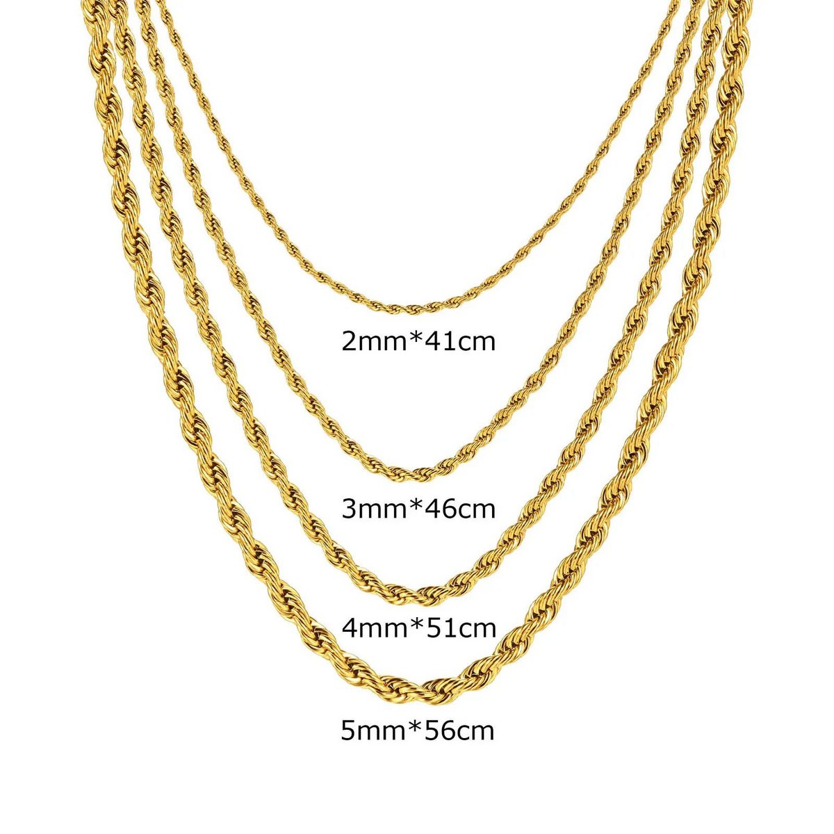 Agamemnon - 3mm Gold Rope Chain