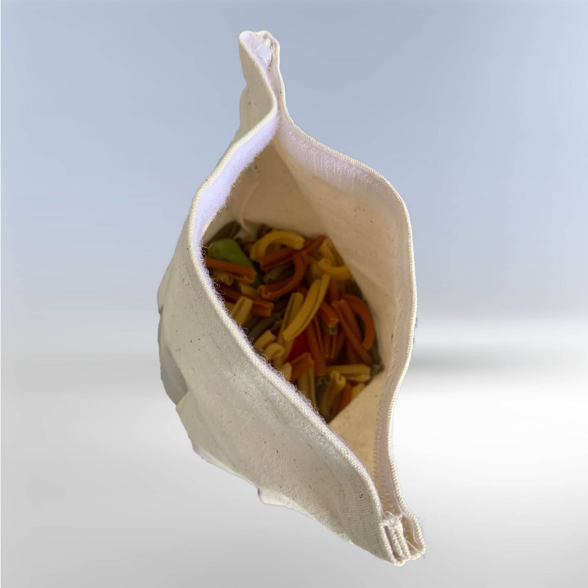 Borsa portaoggetti per pasta e legumi con finestrella in cotone biologico - media