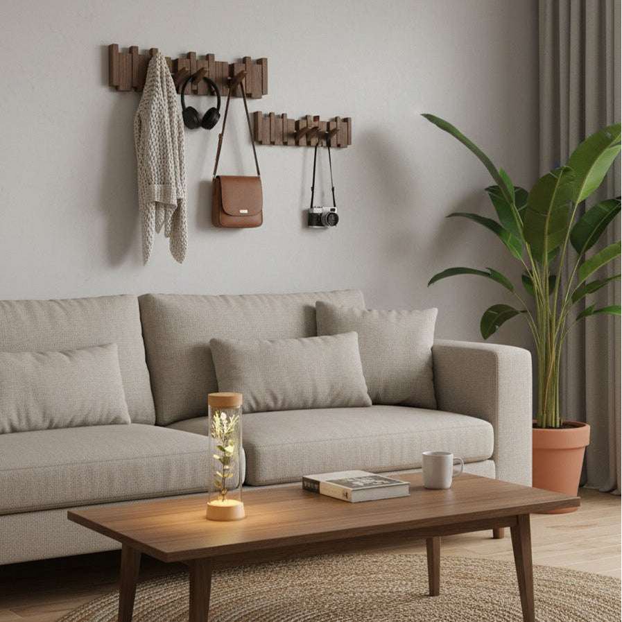 Verona wandkapstok van natuurlijk hout – Scandinavische opvouwbare hanger