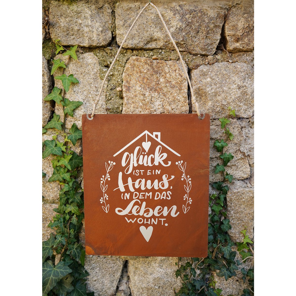 Patine plaque bonheur/maison