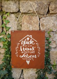 Patina plakette lykke/hus
