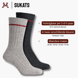 Sukats® Los noruegos | 3 o 6 pares | Calcetines noruegos | Calcetines de lana | Gris o Antracita | Múltiples tamaños