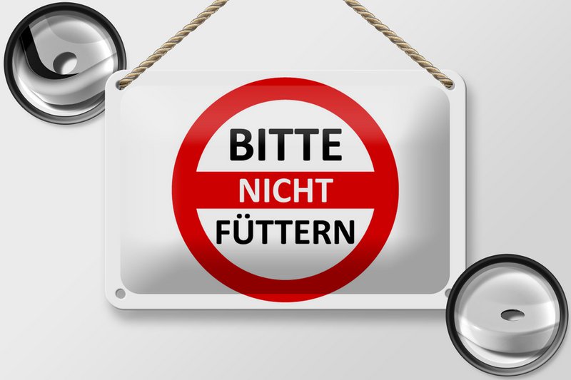 Tin sign warning sign 18x12cm Please do not feed (red/white) sign