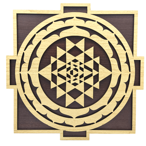 Griglia in legno a doppio strato Shree Yantra 25 cm Set di 2