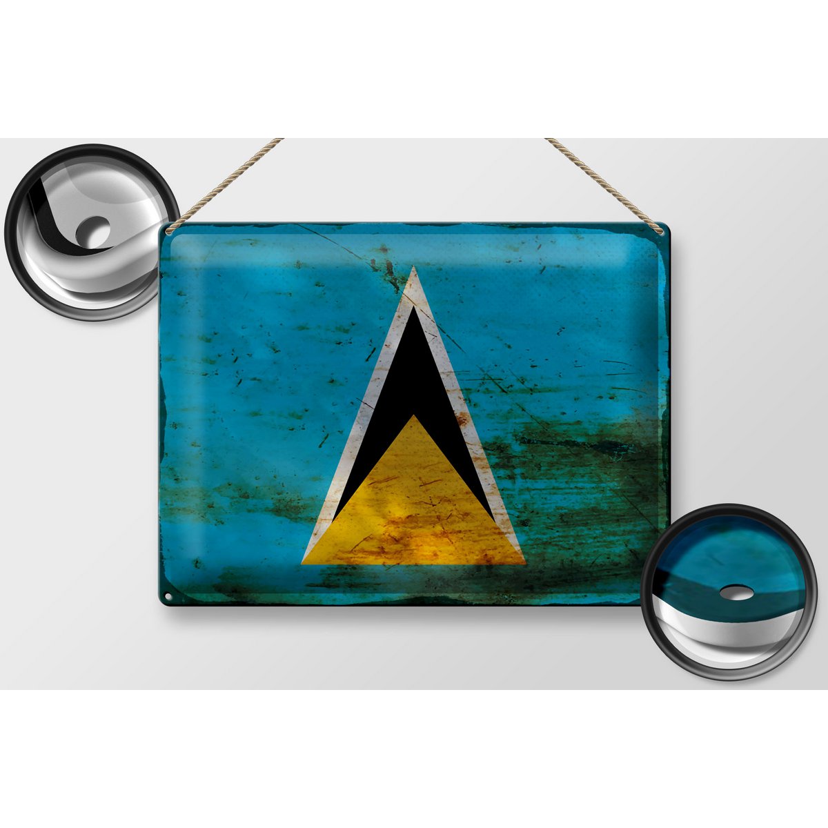 Tin sign flag Saint Lucia 40x30cm Saint Lucia rust