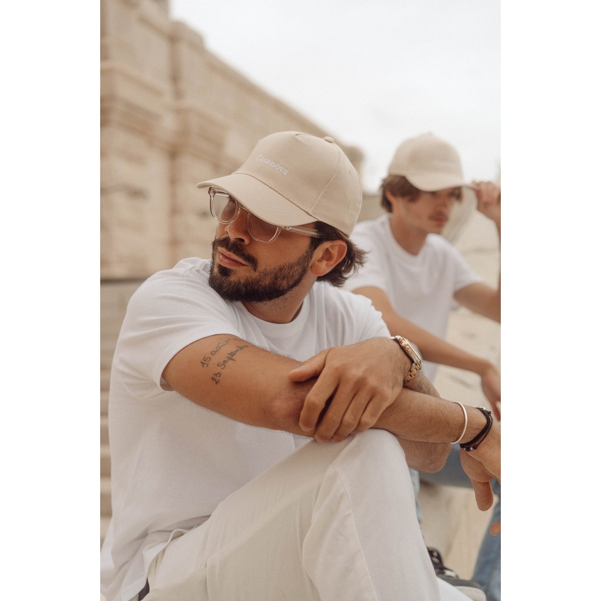 Gorra de algodón beige