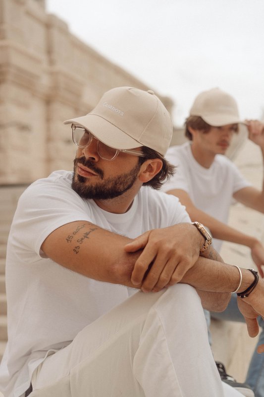 Casquette homme coton beige