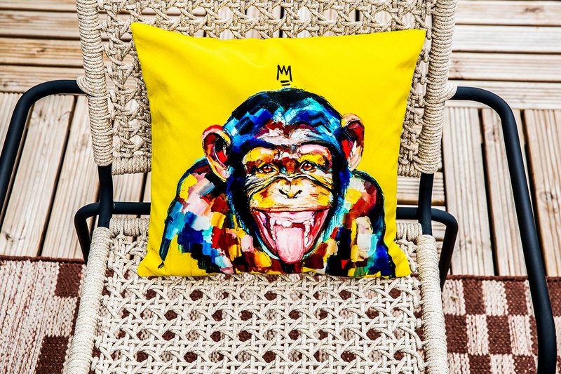 Funky Monkey Kissen von Vincent Richeux