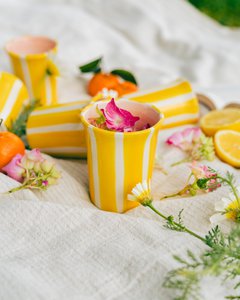 Ceramic glass Breakfast 250 ml / yellow and white stripes Valentina