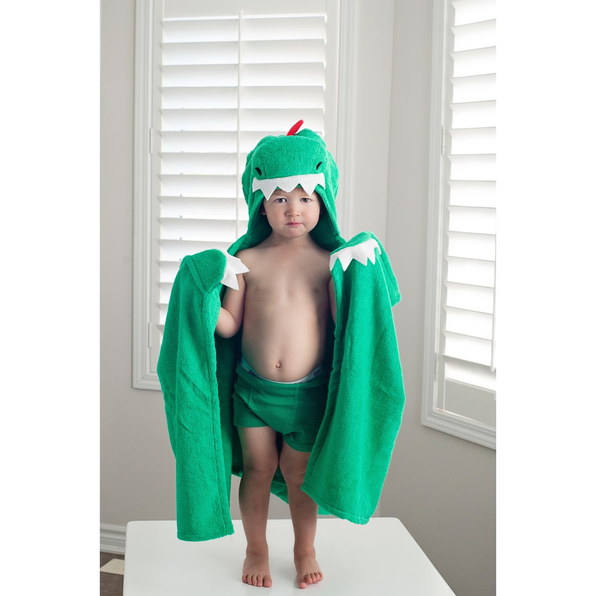 Toalla con capucha para niños Zoocchini - Devin el dinosaurio