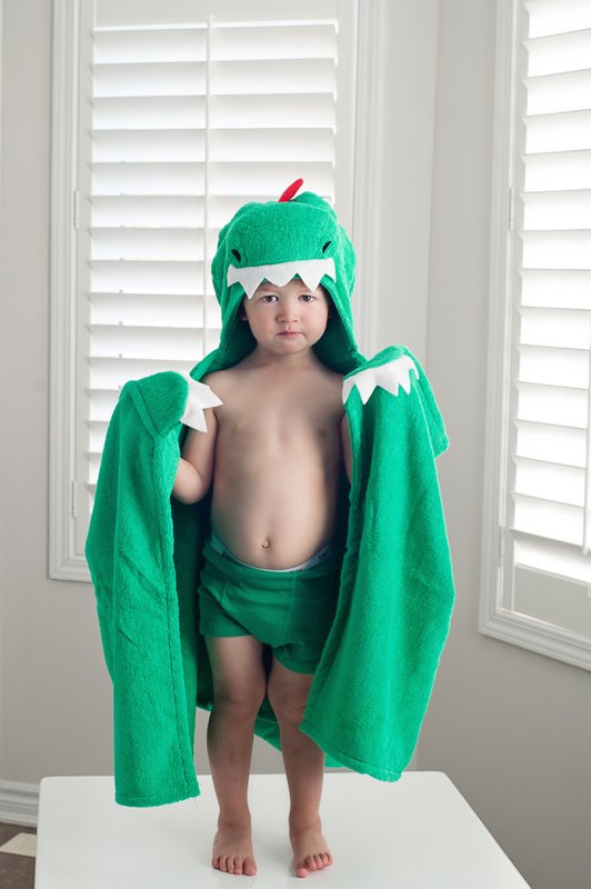Zoocchini børnehåndklæde med hætte - Devin the Dinosaur