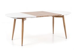  "Extendable dining table white wood color modern Scandinavian style rectangular"