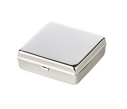 EDZARD pillendoosje Lydia met spiegel, 2 compartimenten, verzilverd, aanslagbestendig, 5 x 5 cm