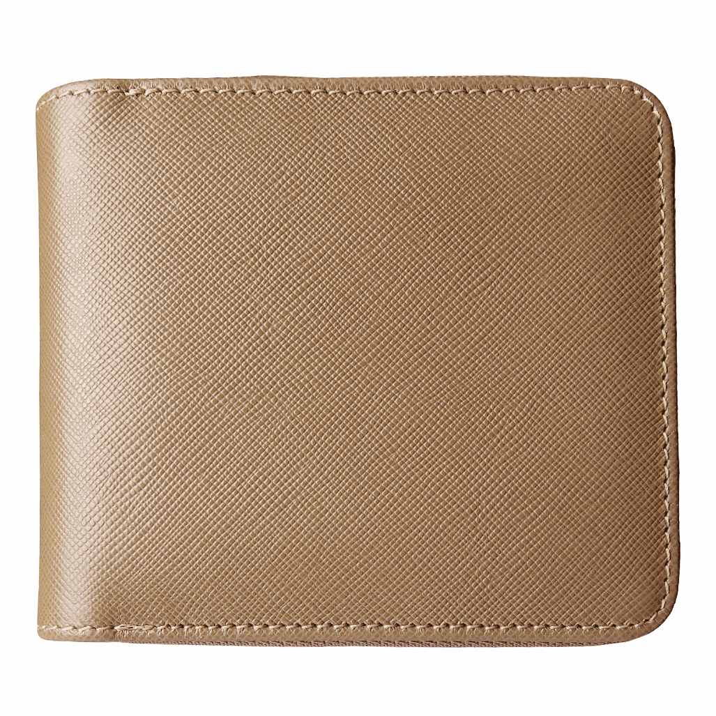 4 Carte di Credito Portafoglio in Pelle Saffiano con Cerniera Taupe