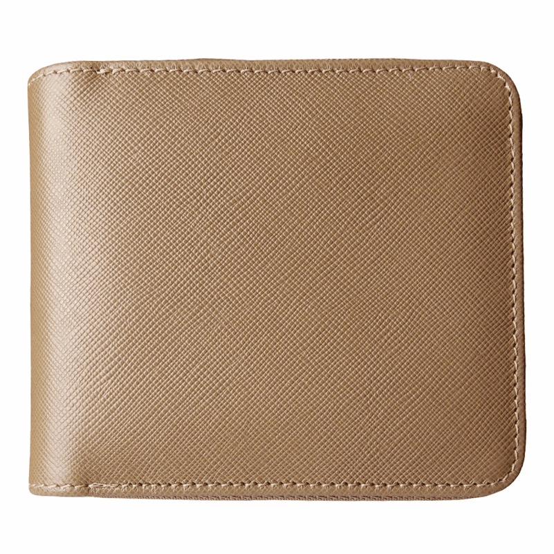 4 Carte di Credito Portafoglio in Pelle Saffiano con Cerniera Taupe