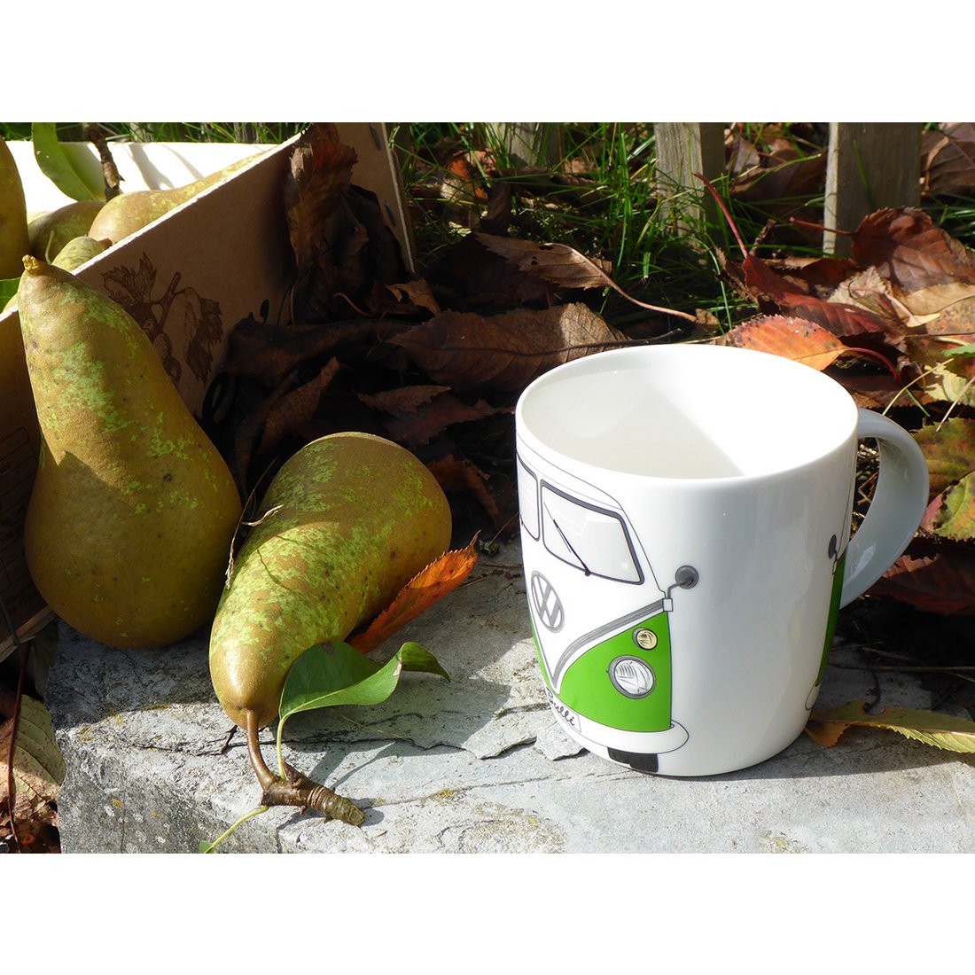 Volkswagen VW T1 Bus Tasse à café 370 ml dans une boîte cadeau - Avant/Vert