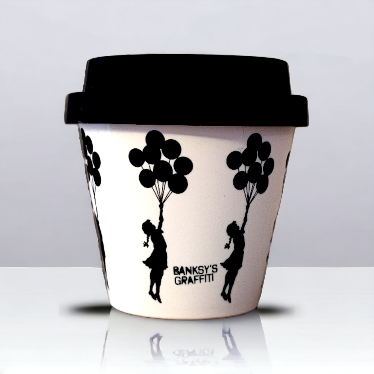 Banksy Espresso Cup in RPET 90 ml - Flying Balloons Girl