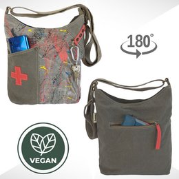 Sunsa Damen Umhängetasche. Hobo Tasche aus Canvas/Leinwand. Groß Vintage Stil Crossbody Bag. Jede Vegane Schultertasche ist Unikat.