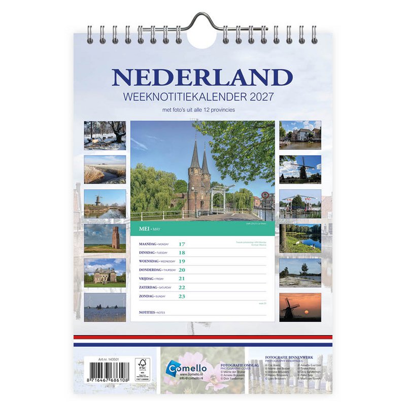 0002 Holland WEEKnote kalender Vandmølle 2027