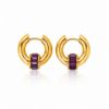 LUNA BOLT HOOPS – Cerchi Bombati con Zircone Oro